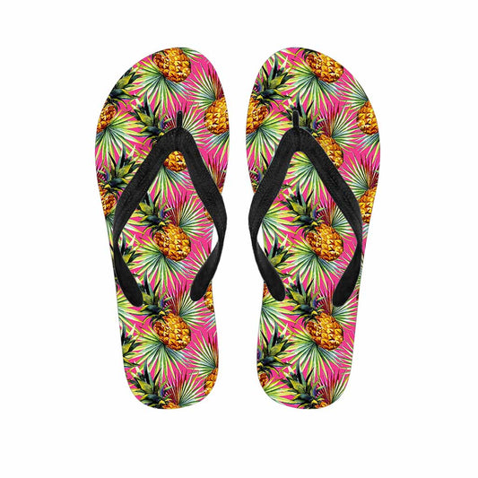 Pink Watercolor Pineapple Pattern Print Flip Flops