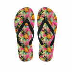 Pink Watercolor Pineapple Pattern Print Flip Flops