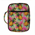 Pink Watercolor Pineapple Pattern Print Front Pocket Bible Bag