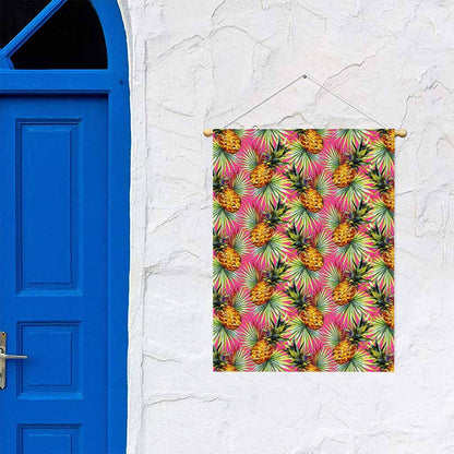 Pink Watercolor Pineapple Pattern Print Garden Flag