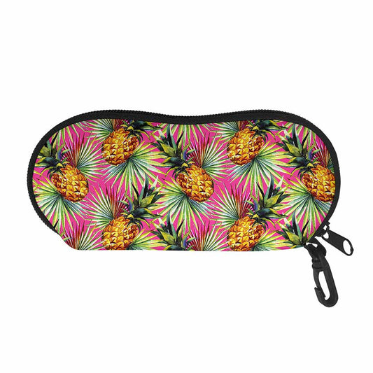 Pink Watercolor Pineapple Pattern Print Glasses Case