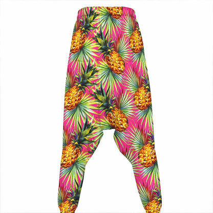 Pink Watercolor Pineapple Pattern Print Hammer Pants
