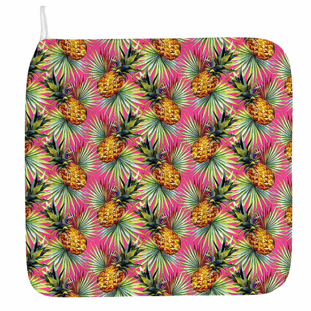 Pink Watercolor Pineapple Pattern Print Hand Towel