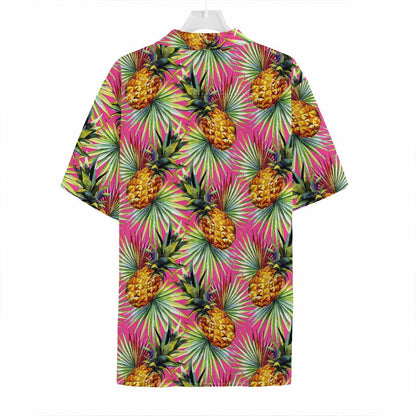 Pink Watercolor Pineapple Pattern Print Hawaiian Shirt