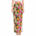 Pink Watercolor Pineapple Pattern Print High Slit Maxi Skirt