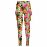 Pink Watercolor Pineapple Pattern Print High-Waisted Pocket Leggings