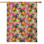 Pink Watercolor Pineapple Pattern Print House Flag