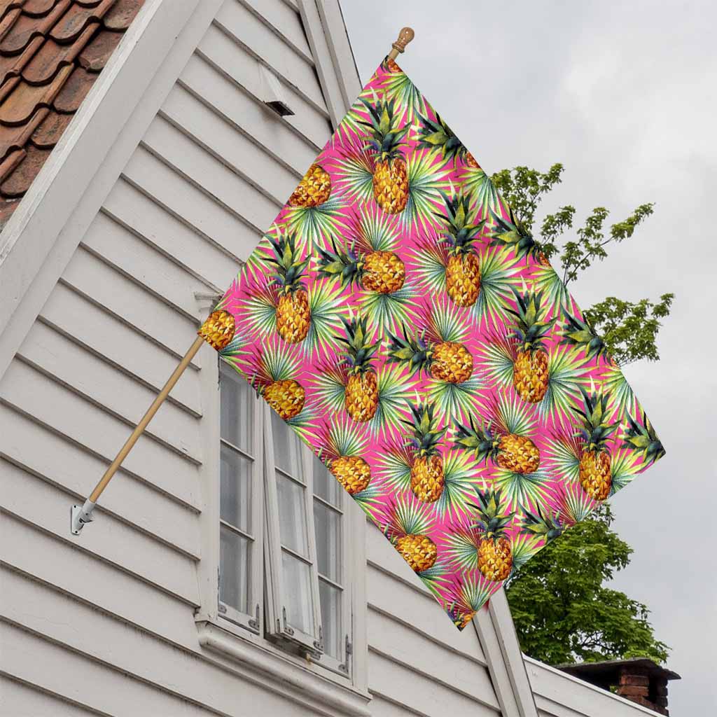 Pink Watercolor Pineapple Pattern Print House Flag