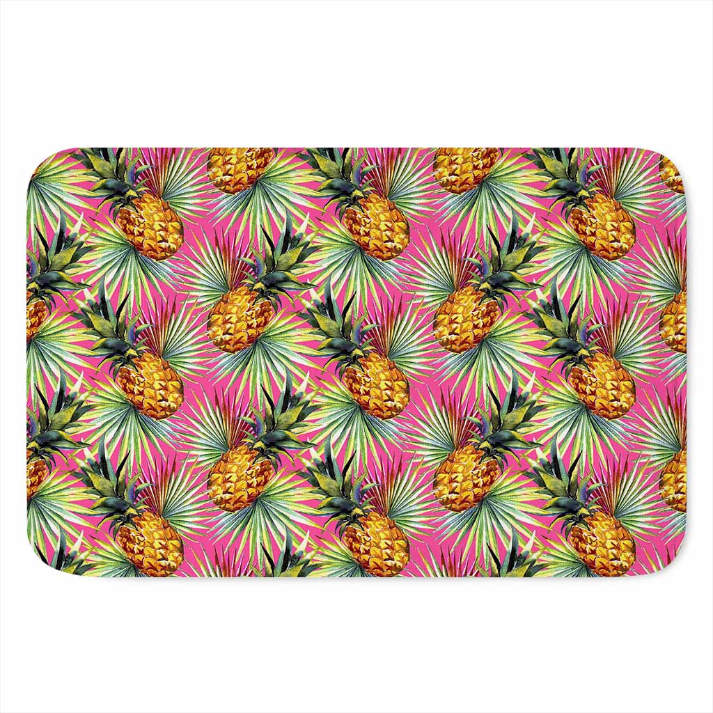 Pink Watercolor Pineapple Pattern Print Indoor Door Mat