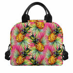 Pink Watercolor Pineapple Pattern Print Insulated Lunch Bag
