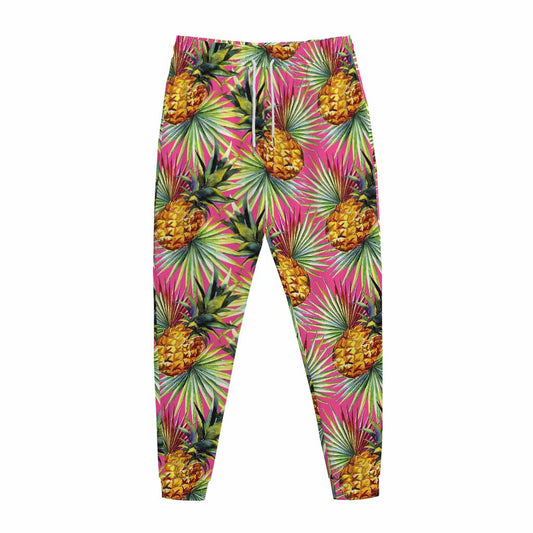 Pink Watercolor Pineapple Pattern Print Jogger Pants