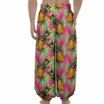 Pink Watercolor Pineapple Pattern Print Lantern Pants