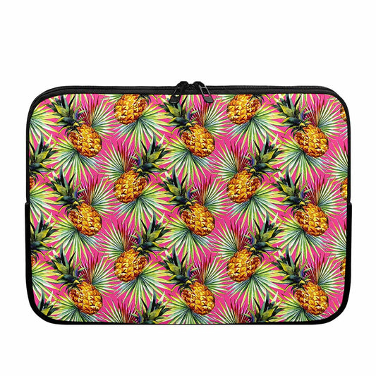 Pink Watercolor Pineapple Pattern Print Laptop Sleeve