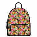 Pink Watercolor Pineapple Pattern Print Leather Backpack