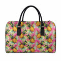 Pink Watercolor Pineapple Pattern Print Leather Duffel Bag