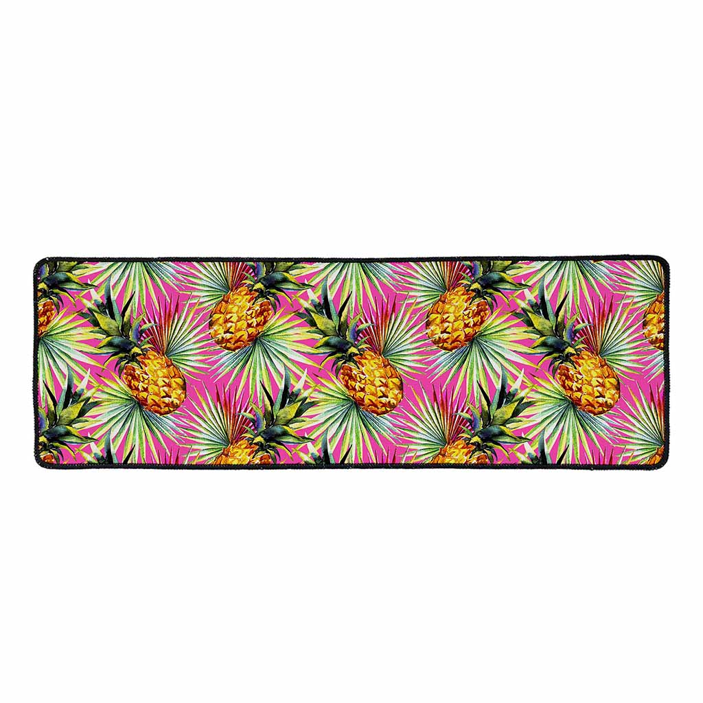 Pink Watercolor Pineapple Pattern Print Long Kitchen Mat