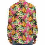 Pink Watercolor Pineapple Pattern Print Long Sleeve Baseball Jersey