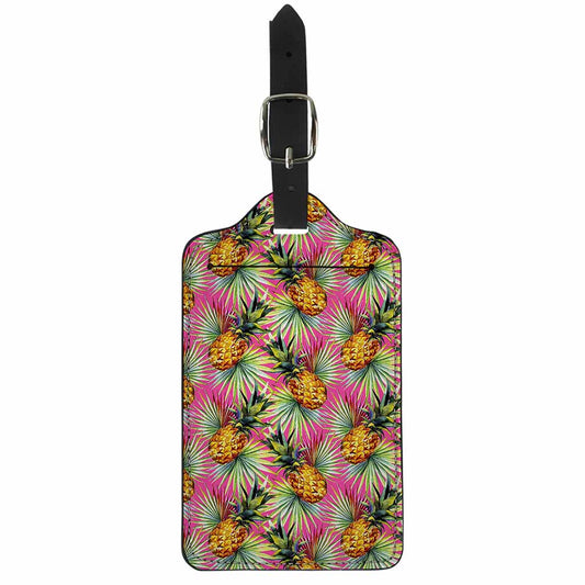 Pink Watercolor Pineapple Pattern Print Luggage Tag