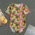 Pink Watercolor Pineapple Pattern Print Men's Bodysuit