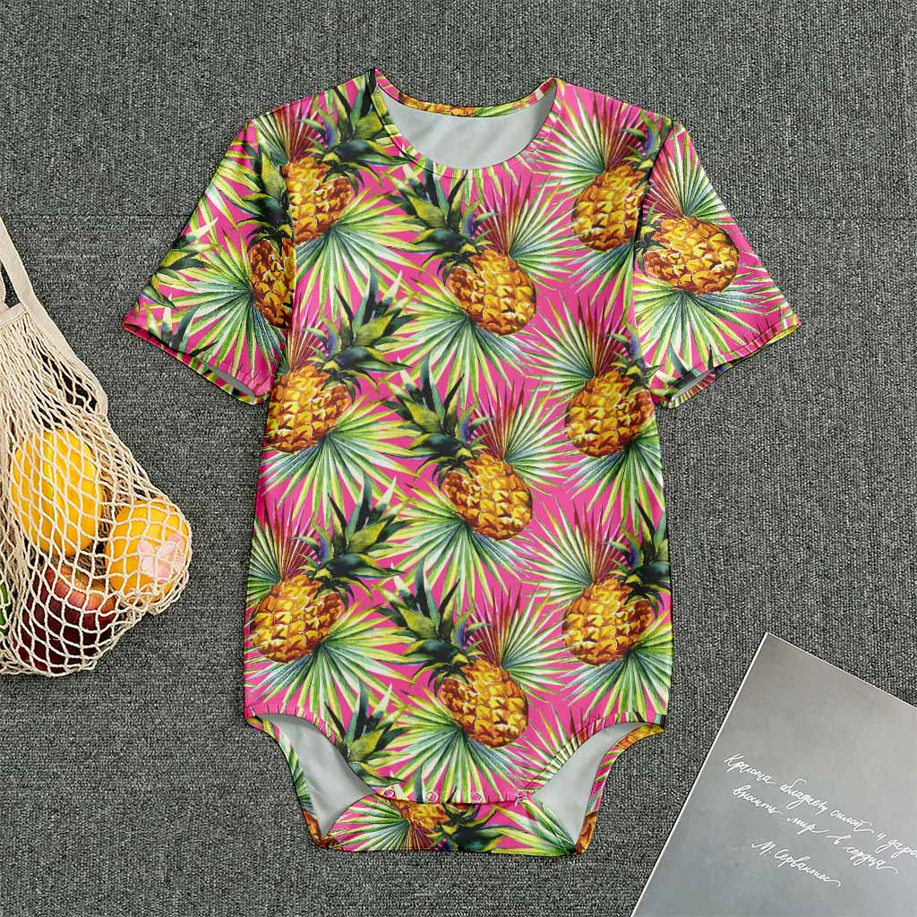 Pink Watercolor Pineapple Pattern Print Men's Bodysuit