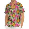 Pink Watercolor Pineapple Pattern Print Men's Deep V-Neck Shirt