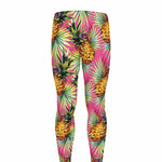 Pink Watercolor Pineapple Pattern Print Men's leggings