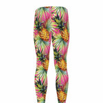 Pink Watercolor Pineapple Pattern Print Men's leggings