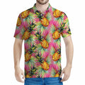 Pink Watercolor Pineapple Pattern Print Men's Polo Shirt