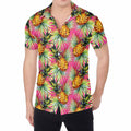 Pink Watercolor Pineapple Pattern Print Men's Shirt