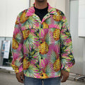 Pink Watercolor Pineapple Pattern Print Men's Shirt Jacket