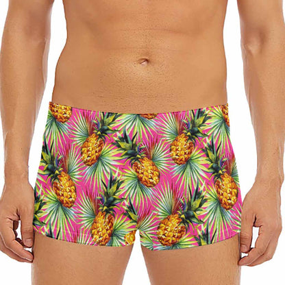 Pink Watercolor Pineapple Pattern Print Men's Short Boxer Briefs