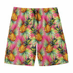 Pink Watercolor Pineapple Pattern Print Men's Swim Trunks