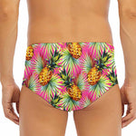 Pink Watercolor Pineapple Pattern Print Men's Triangle Swim Briefs