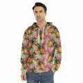 Pink Watercolor Pineapple Pattern Print Men's Velvet Pullover Hoodie