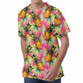 Pink Watercolor Pineapple Pattern Print Men's Velvet T-Shirt