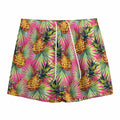 Pink Watercolor Pineapple Pattern Print Mesh Shorts