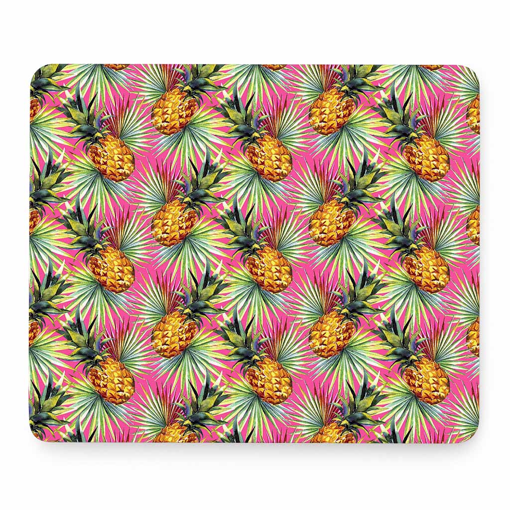 Pink Watercolor Pineapple Pattern Print Mouse Pad