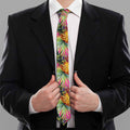 Pink Watercolor Pineapple Pattern Print Necktie