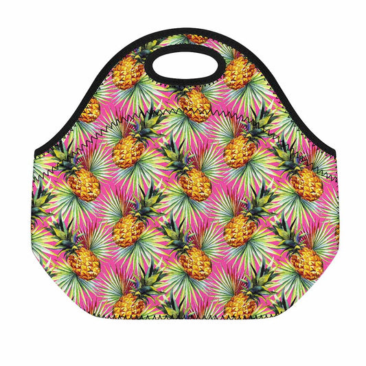 Pink Watercolor Pineapple Pattern Print Neoprene Lunch Bag