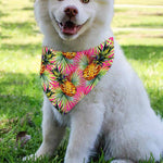 Pink Watercolor Pineapple Pattern Print Over The Collar Dog Bandana
