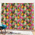 Pink Watercolor Pineapple Pattern Print Pencil Pleat Curtains