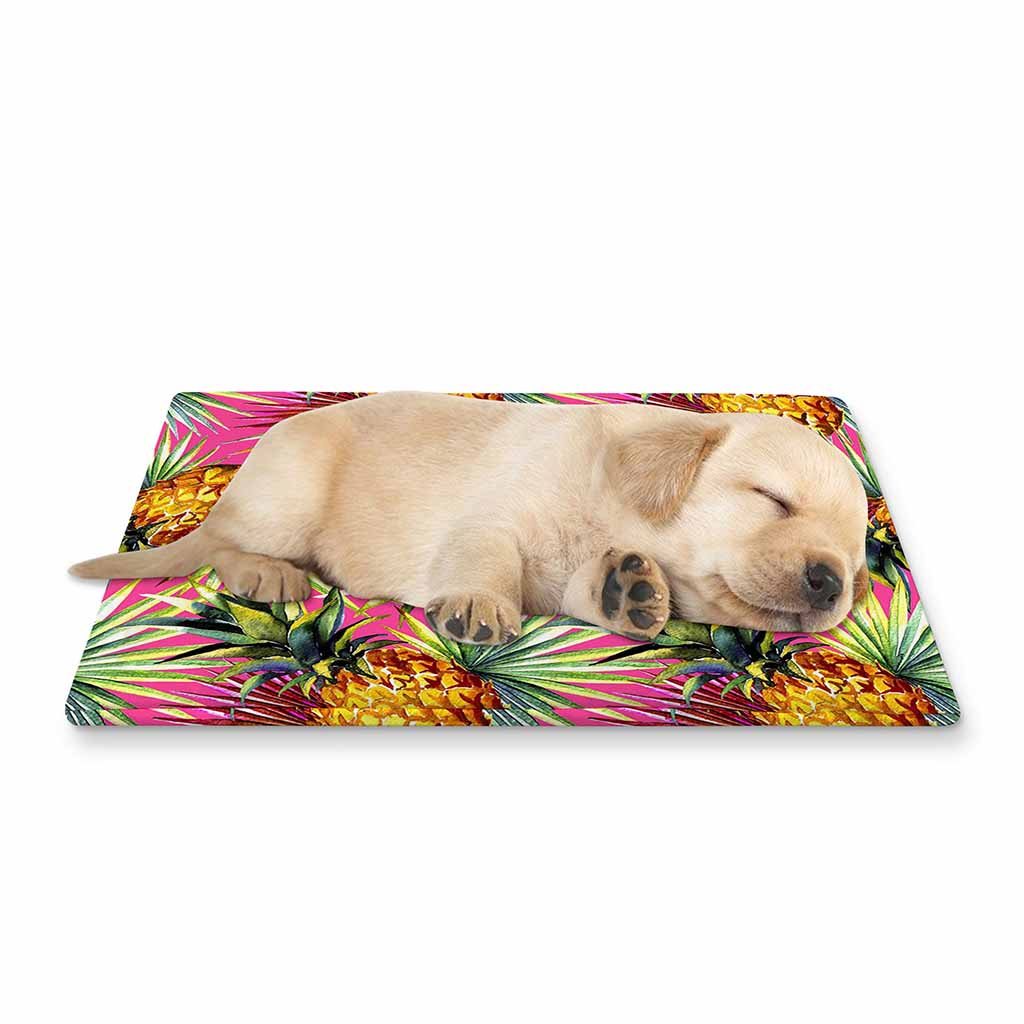 Pink Watercolor Pineapple Pattern Print Pet Cooling Mat Cover