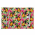 Pink Watercolor Pineapple Pattern Print Placemat
