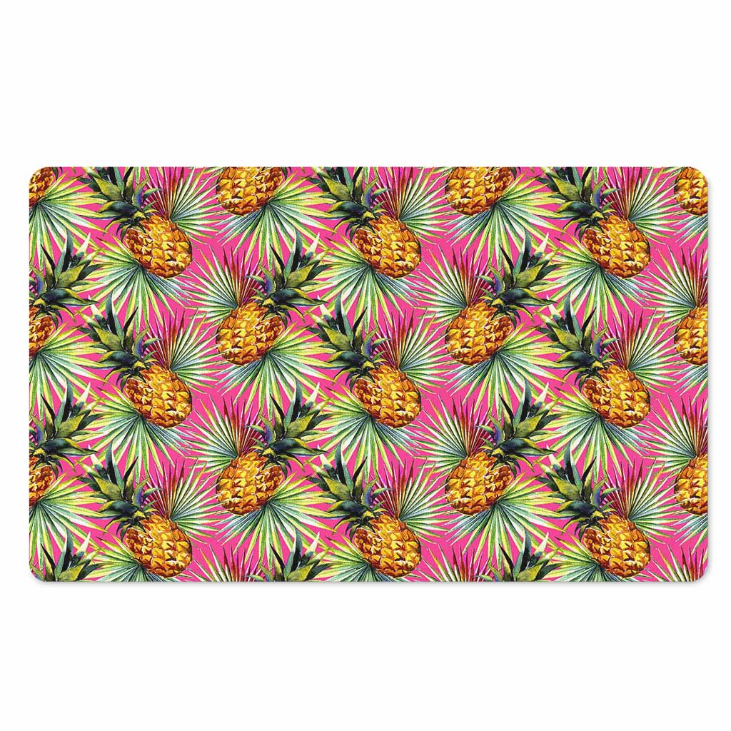 Pink Watercolor Pineapple Pattern Print Polyester Doormat