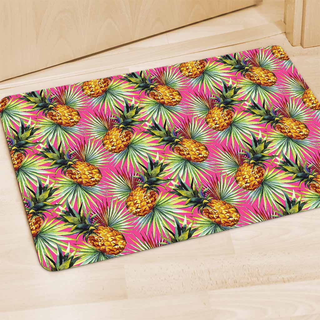 Pink Watercolor Pineapple Pattern Print Polyester Doormat