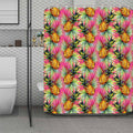 Pink Watercolor Pineapple Pattern Print Polyester Shower Curtain