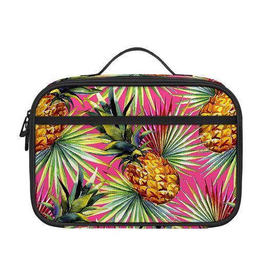 Pink Watercolor Pineapple Pattern Print Portable Lunch Bag