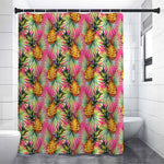 Pink Watercolor Pineapple Pattern Print Premium Shower Curtain