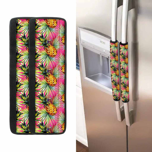 Pink Watercolor Pineapple Pattern Print Refrigerator Handle Covers