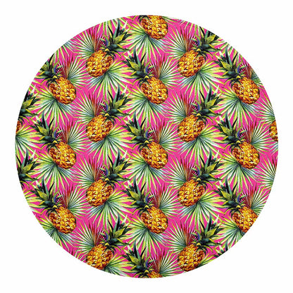 Pink Watercolor Pineapple Pattern Print Round Blanket